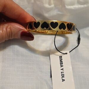 Bimba and Lola Gold and Black Heart Bracelet